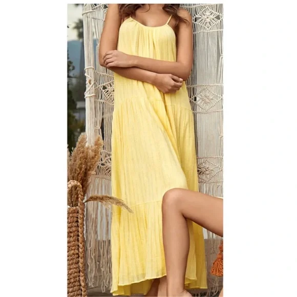 PQ SWIM Ramona Tiered Maxi Dress in CITRINE NWT - Picture 5 of 12
